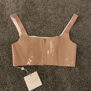 Meshki Faux Leather Crop Top NWT
